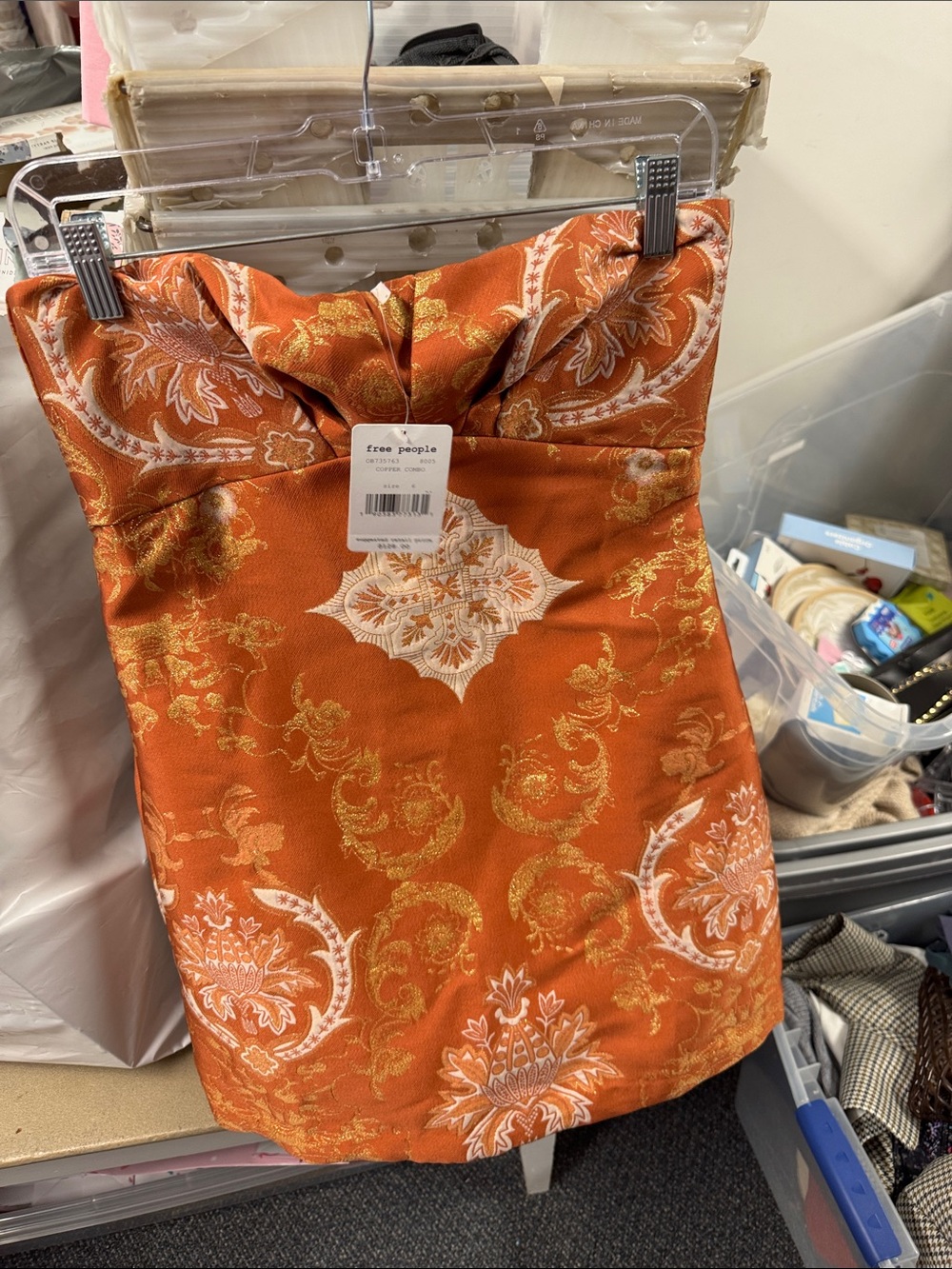Free people strapless dress copper combo size 6 // 082420